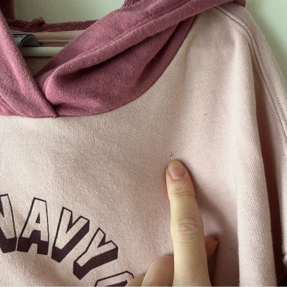 🌼 5/$25 Old Navy Pink Colorblock Bear Hoodie Kids L 10–12 Pullover Sweatshirt - Picture 2 of 11